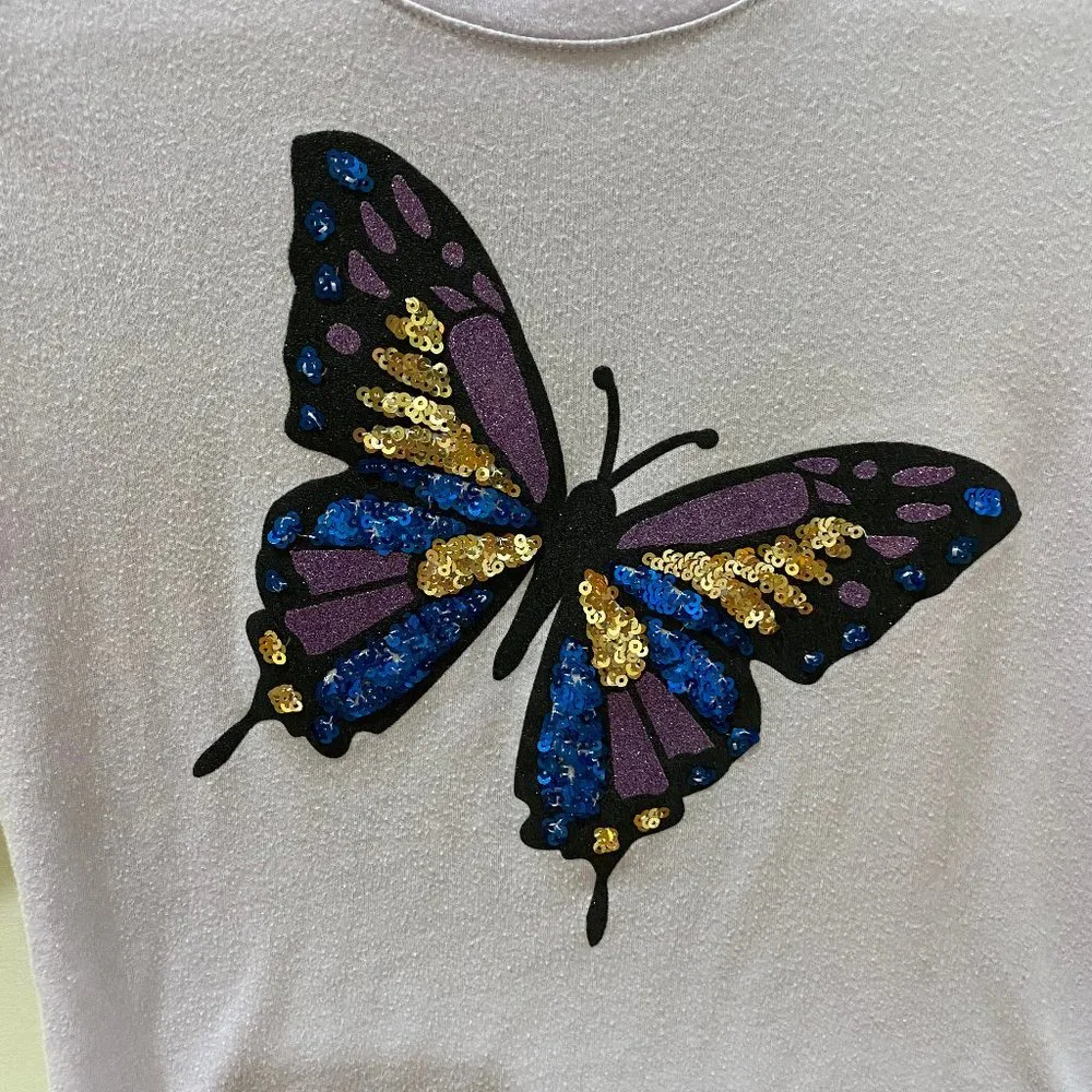Children's Place beautiful lavender butterfly top with ruffled sleeves sz 10